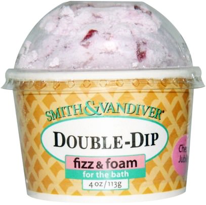 Smith & Vandiver, Double-Dip Fizz & Foam, Cherries Jubilee, 4 oz (113 g) ,حمام، الجمال، أملاح الاستحمام