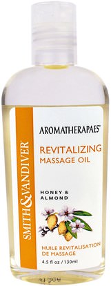 Smith & Vandiver, Revitalizing Massage Oil, Honey & Almond, 4.5 fl oz (130 ml) ,الصحة، الجلد، زيت اللوز موضعي، زيت التدليك