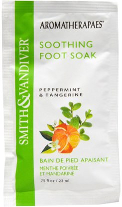 Smith & Vandiver, Smith & Vandiver, Soothing Foot Soak, Peppermint & Tangerine.75 fl oz (22 ml) ,حمام، الجمال، أملاح الاستحمام، قدم الرعاية القدم