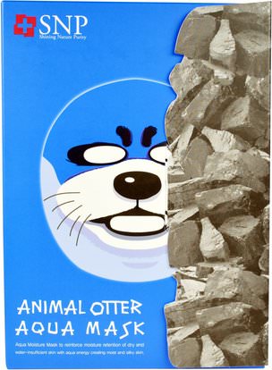 SNP, Animal Otter Aqua Mask, 10 Masks x (25 ml) Each ,حمام، الجمال، أقنعة الوجه، أقنعة الورقة