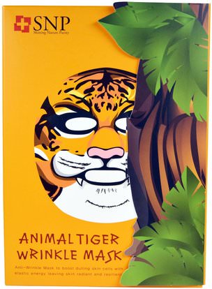 SNP, Animal Tiger Wrinkle Mask, 10 Masks x (25 ml) Each ,حمام، الجمال، أقنعة الوجه، أقنعة الورقة