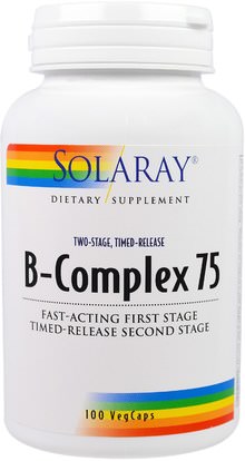 Solaray, B-Complex 75, Two Stage, Timed-Release, 100 Veggie Caps ,الفيتامينات، فيتامين ب المعقدة
