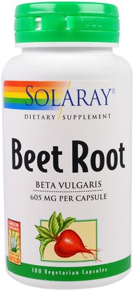 Solaray, Beet Root, 605 mg, 100 Veggie Caps ,الأعشاب، الجذر مسحوق البنجر