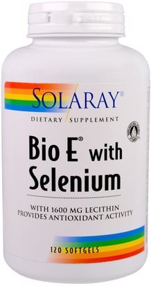 Solaray, Bio E with Selenium, 120 Softgels ,المكملات الغذائية، مضادات الأكسدة، السيلينيوم، فيتامين ه + السيلينيوم