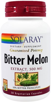 Solaray, Bitter Melon Extract, 500 mg, 30 Veggie Caps ,الأعشاب، البطيخ المر
