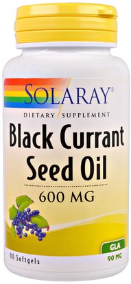 Solaray, Black Currant Seed Oil, 600 mg, 90 Softgels ,المكملات الغذائية، إيفا أوميجا 3 6 9 (إيبا دا)، الكشمش الأسود