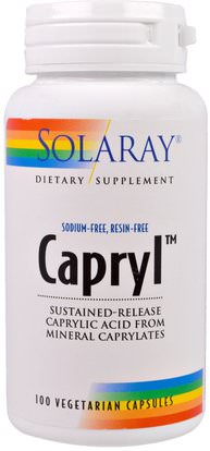 Solaray, Capryl, Sustained-Release, 100 Veggie Caps ,المكملات الغذائية، حمض الكابريليك
