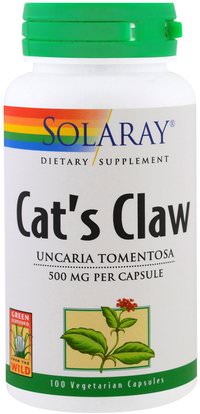 Solaray, Cats Claw, 500 mg, 100 Veggie Caps ,الأعشاب، القطط، مخلب، (وا، دي، غاتو)