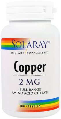 Solaray, Copper, 2 mg, 100 Capsules ,المكملات الغذائية، والمعادن، والنحاس