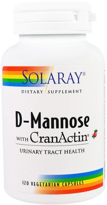 Solaray, D-Mannose with CranActin, 120 Vegetarian Capsules ,المكملات الغذائية، د- مانوز