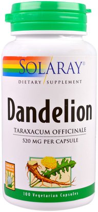 Solaray, Dandelion, 520 mg, 100 Veggie Caps ,الأعشاب، جذر الهندباء من البرية