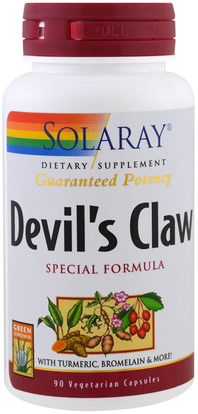 Solaray, Devils Claw Special Formula, 90 Veggie Caps ,الصحة، إلتهاب، الشياطين، مخلب