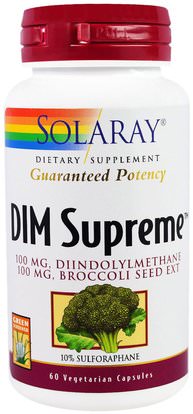 Solaray, DIM Supreme, 60 Veggie Caps ,المكملات الغذائية، دييندولميثان (خافت)