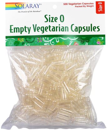 Solaray, Empty Vegetarian Capsules, Size 0, 500 Veggie Caps ,المكملات الغذائية، كبسولات فارغة، كبسولات فارغة 0
