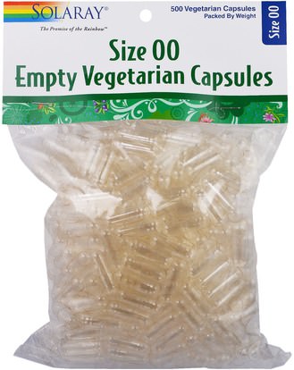Solaray, Empty Vegetarian Capsules Size 00, 500 Veggie Caps ,المكملات الغذائية، كبسولات فارغة