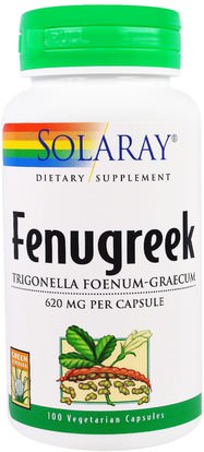 Solaray, Fenugreek, 620 mg, 100 Vegetarian Capsules ,الصحة، دعم السكر في الدم، الحلبة