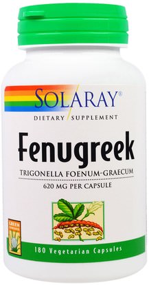 Solaray, Fenugreek, 620 mg, 180 Vegetarian Capsules ,الصحة، دعم السكر في الدم، الحلبة
