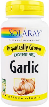 Solaray, Garlic, 100 Veggie Caps ,المكملات الغذائية، المضادات الحيوية، الثوم