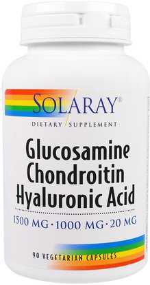 Solaray, Glucosamine Chondroitin Hyaluronic Acid, 1500 mg 1000 mg 20 mg, 90 Veggie Caps ,المكملات الغذائية، الجلوكوزامين