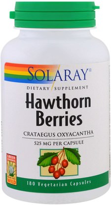 Solaray, Hawthorn Berries, 525 mg, 180 Veggie Caps ,الأعشاب، الزعرور