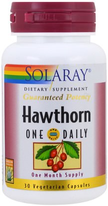 Solaray, Hawthorn One Daily, 30 Veggie Caps ,المكملات الغذائية، الأعشاب، الزعرور