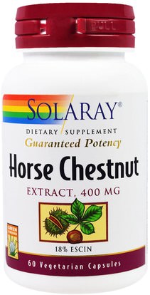 Solaray, Horse Chestnut Extract, 400 mg, 60 Veggie Caps ,الأعشاب، خشب الكستناء الحصان