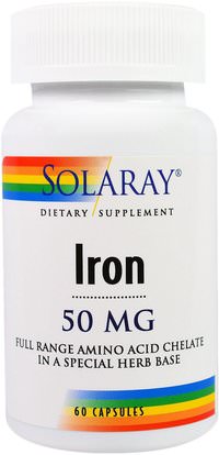 Solaray, Iron, 50 mg, 60 Veggie Caps ,المكملات الغذائية، والمعادن، والحديد