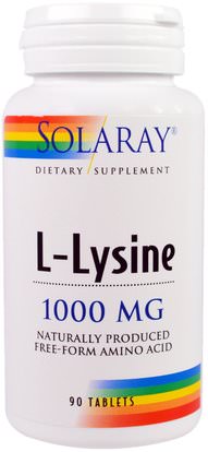 Solaray, L-Lysine, 1,000 mg, 90 Tablets ,المكملات الغذائية، والأحماض الأمينية، ل يسين
