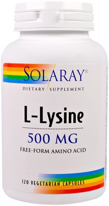 Solaray, L-Lysine, 500 mg, 120 Veggie Caps ,المكملات الغذائية، والأحماض الأمينية، ل يسين