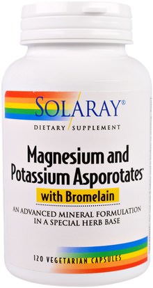 Solaray, Magnesium and Potassium Asporotates, 120 Veggie Caps ,المكملات الغذائية، والمعادن، والبوتاسيوم المغنيسيوم