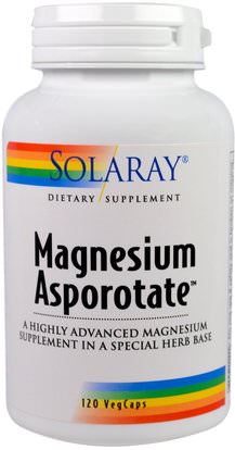 Solaray, Magnesium Asporotate, 120 VegCaps ,المكملات الغذائية، المعادن، المغنيسيوم