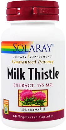 Solaray, Milk Thistle Extract, 175 mg, 60 Vegetarian Capsules ,الصحة، السموم، الحليب الشوك (سيليمارين)