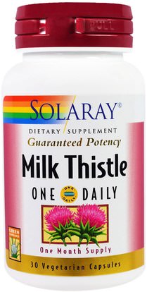 Solaray, Milk Thistle, One Daily, 30 Vegetarian Capsules ,الصحة، السموم، الحليب الشوك (سيليمارين)