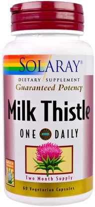 Solaray, Milk Thistle, One Daily, 60 Vegetarian Capsules ,الصحة، السموم، الحليب الشوك (سيليمارين)