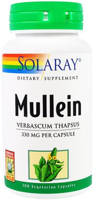 Solaray, Mullein, 330 mg, 100 Veggie Caps ,الصحة، الرئة و الشعب الهوائية، مولين