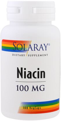 Solaray, Niacin, 100 mg, 100 Veggie Caps ,الفيتامينات، فيتامين ب