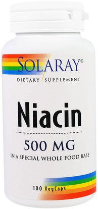 Solaray, Niacin, 500 mg, 100 Veggie Caps ,الفيتامينات، فيتامين ب، فيتامين b3، فيتامين b3 - النياسين
