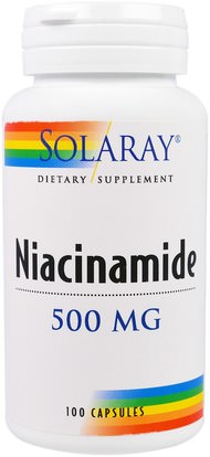Solaray, Niacinamide, 500 mg, 100 Capsules ,الفيتامينات، فيتامين ب، فيتامين b3، النياسين دافق مجانا