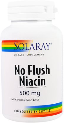 Solaray, No Flush Niacin, 500 mg, 100 Vegetarian Capsules ,الفيتامينات، فيتامين ب، فيتامين b3، النياسين دافق مجانا