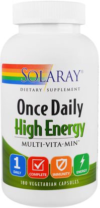 Solaray, Once Daily High Energy, Multi-Vita-Min, 180 Vegetarian Capsules ,الفيتامينات، الفيتامينات