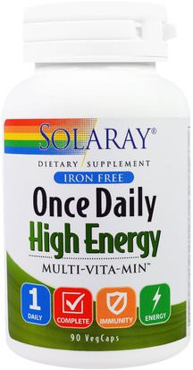 Solaray, Once Daily High Energy, Multi-Vita-Min, 90 VegCaps ,الفيتامينات، الفيتامينات