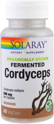 Solaray, Organic Grown Fermented Cordyceps, 500 mg, 60 Veggie Caps ,المكملات الغذائية، الفطر الطبية
