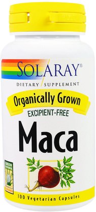Solaray, Organic Grown, Maca, 100 Veggie Caps ,الصحة، الرجال، الببغاء، المكملات الغذائية، أدابتوغين