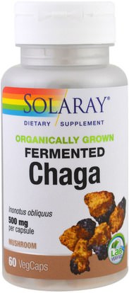 Solaray, Organically Grown Fermented Chaga, 60 Veggie Caps ,المكملات الغذائية، الفطر الطبية