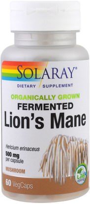 Solaray, Organically Grown Fermented Lions Mane, 60 Veggie Caps ,المكملات الغذائية، الفطر الطبية