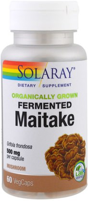 Solaray, Organically Grown Fermented Mitake, 500 mg, 60 Veggie Caps ,المكملات الغذائية، الفطر الطبية