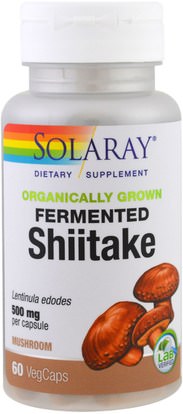 Solaray, Organically Grown Fermented Shiitake, 60 Veggie Caps ,المكملات الغذائية، الفطر الطبية