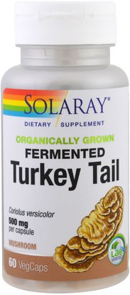 Solaray, Organically Grown Fermented Turkey Tail, 60 Veggie Caps ,المكملات الغذائية، الفطر الطبية
