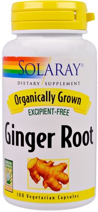 Solaray, Organically Grown, Ginger Root, 100 Veggie Caps ,الأعشاب، جذر الزنجبيل
