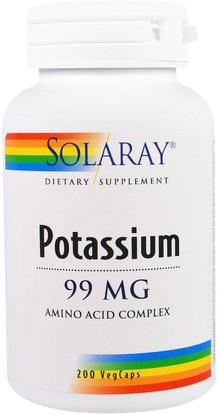 Solaray, Potassium, 99 mg, 200 Veggie Caps ,المكملات الغذائية، المعادن، البوتاسيوم